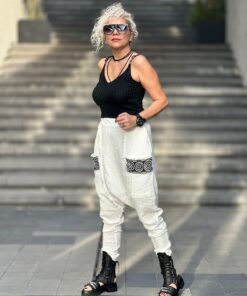 Müslin Kumaş Ekru Şalvar - Görsel 3