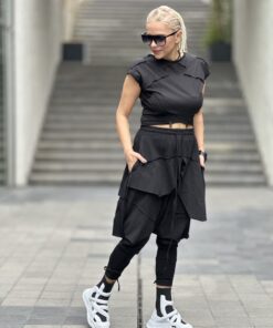 Katlı Siyah Şalvar - Görsel 4