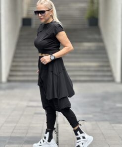 Katlı Siyah Şalvar - Görsel 3