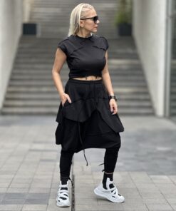 Katlı Siyah Şalvar