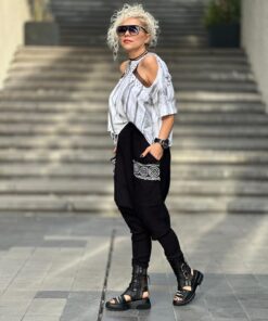 Müslin Kumaş Siyah Şalvar - Görsel 4