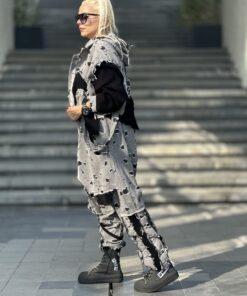 Trikolu Gri Kesikli Şalvar - Görsel 4