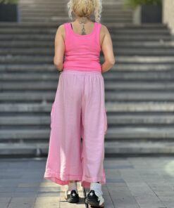 Pembe Bol Paça Pantolon - Görsel 3