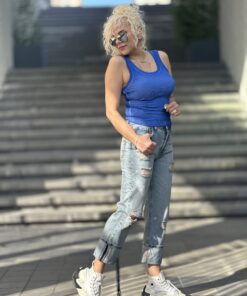 Paça Katlı Kot Pantolon - Görsel 4