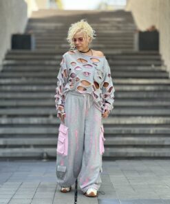 Alternative view of Lazer kesik Sweatshirt Gri