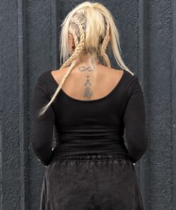 Kayık Yaka Body Siyah - Görsel 3