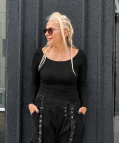 Kayık Yaka Body Siyah