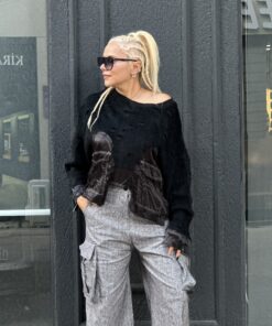H4 Çift Cep Bluz Siyah - Görsel 4